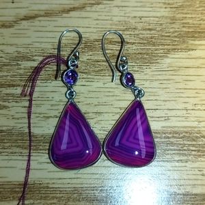 New purple Agate Sterling Silver earrings